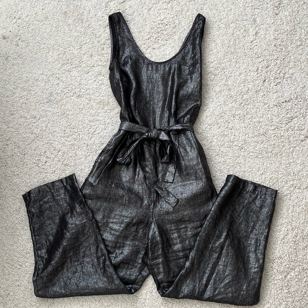 ELK Australia, black/silver linen jumpsuit, size 4 - Picture 5 of 8